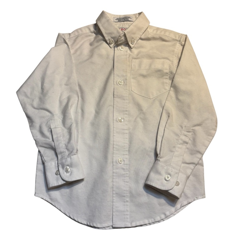 Izod Shirt Kids Size 5 White Button Down Shirt Cotton/Poly Long Sleeves